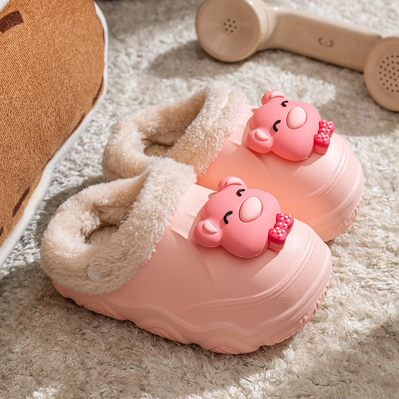 Gyerek téli pamut papucsok – meleg fleece béléssel, EVA vízálló talppal, levehető dizájn, uniszex 4–16 éveseknek