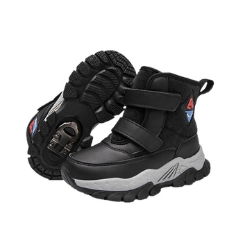 Fiúknak szánt boka csizma - fleece béléssel, magas szárú (Felső: szintetikus bőr; Talp: gumi; Tél; Kor: 4-16 év)