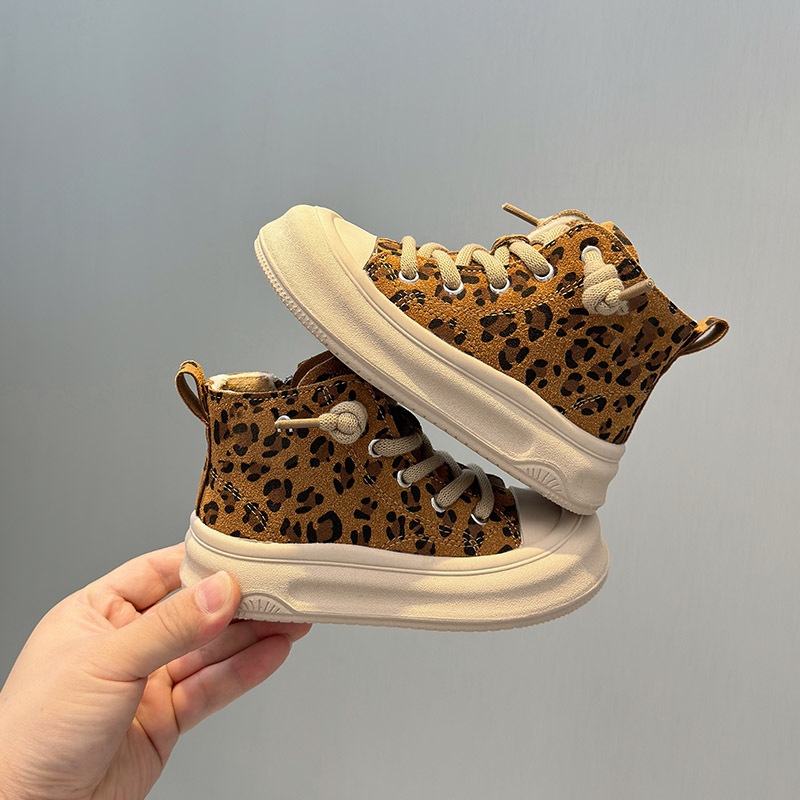 Dječje tenisice od pamuka s leopard uzorkom i fleece podstavom, zimska kolekcija 2025, unisex