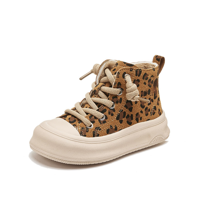 Dječje tenisice od pamuka s leopard uzorkom i fleece podstavom, zimska kolekcija 2025, unisex