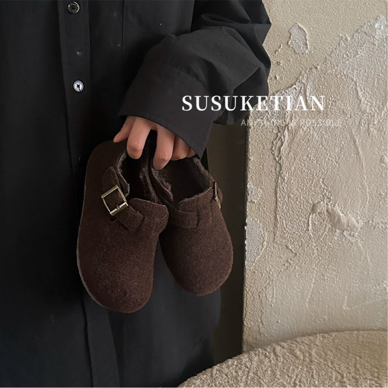 Dječje Birkenstock cipele s debelim potplatom i plišanim unutarnjim slojem za zimu