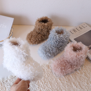 Gyerekek plüss téli bakancsok, uniszex, gumitalppal, egyszínű mintázat, átlagos vastagság, slip-on stílus, 4–12 éveseknek, ősz 2025