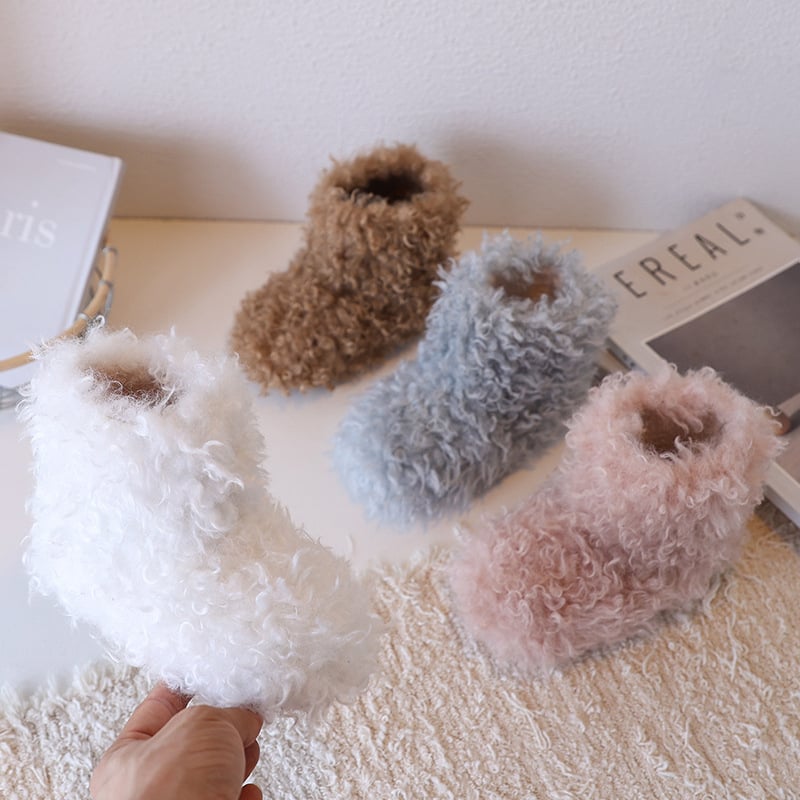 Gyerekek plüss téli bakancsok, uniszex, gumitalppal, egyszínű mintázat, átlagos vastagság, slip-on stílus, 4–12 éveseknek, ősz 2025