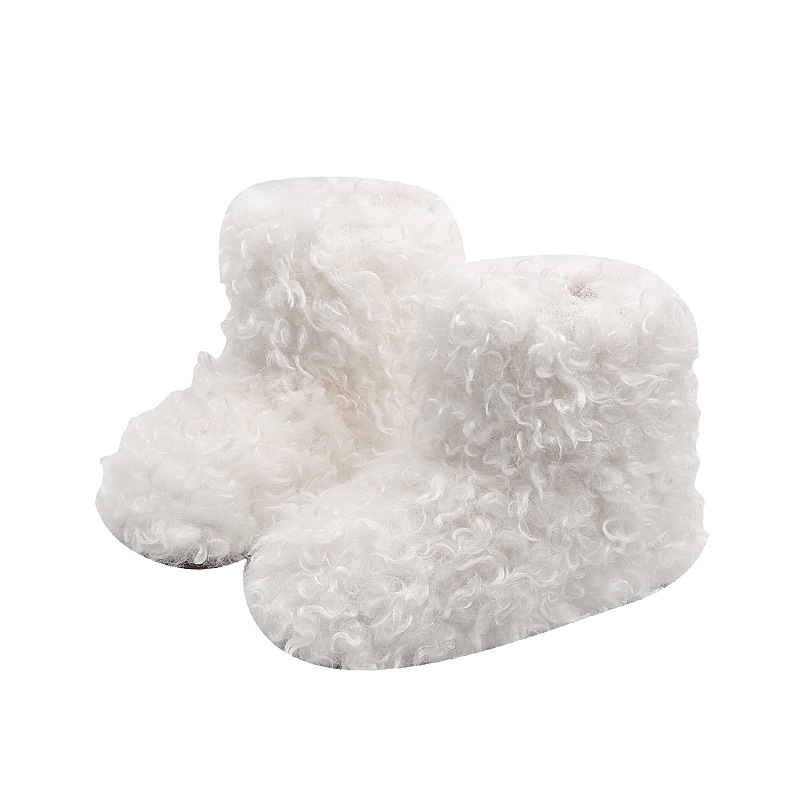 Gyerekek plüss téli bakancsok, uniszex, gumitalppal, egyszínű mintázat, átlagos vastagság, slip-on stílus, 4–12 éveseknek, ősz 2025