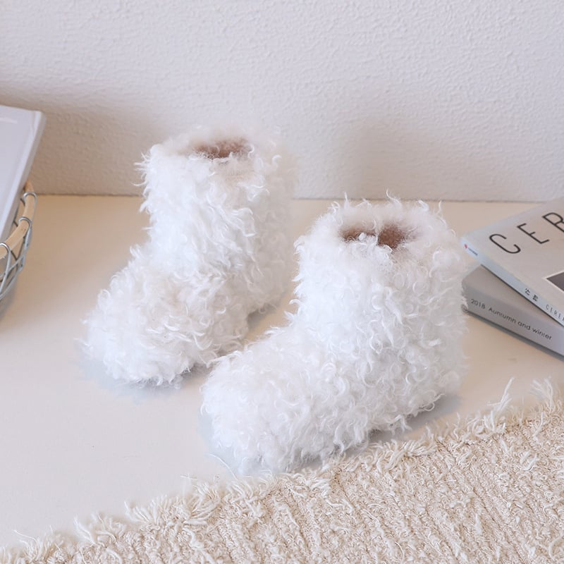 Gyerekek plüss téli bakancsok, uniszex, gumitalppal, egyszínű mintázat, átlagos vastagság, slip-on stílus, 4–12 éveseknek, ősz 2025