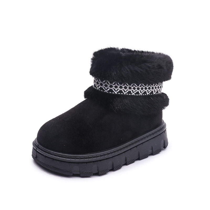 Dječje snježne čizme za djevojčice, model za jesen-zimu 2026, podstavljene fleece podstavom, tople, krznena manžetna, slip-on