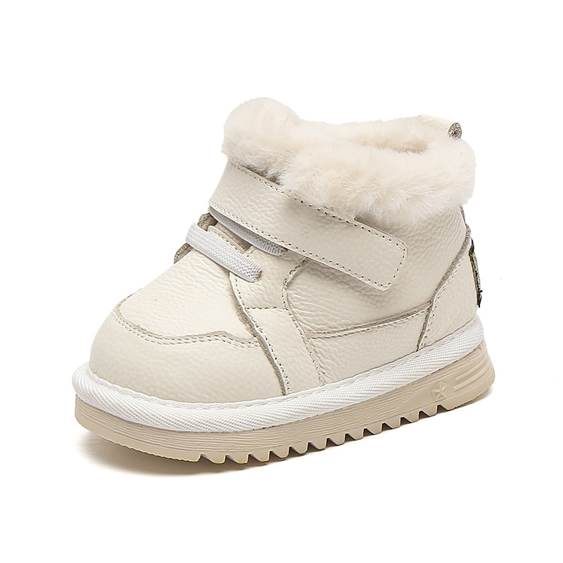 Gyerekek téli bakancs, bőr felső rész, fleece belső, puha talp, 1–3 éveseknek