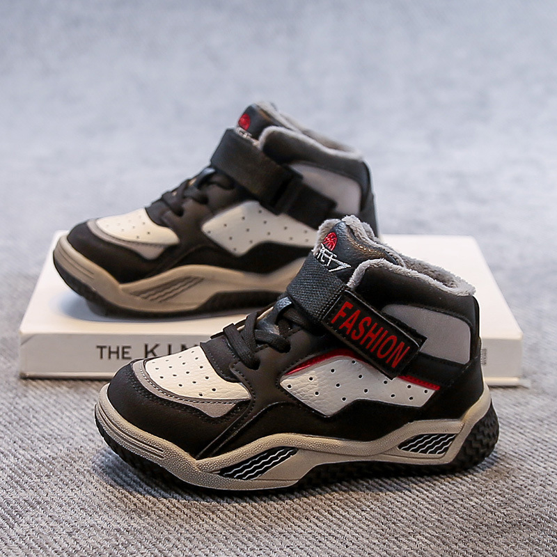 Téli sportcipő gyerekeknek 2025, Velcro zárás, mikroszálas bőr felsőrész, TPR talp, betűs minta, 7–16 éveseknek