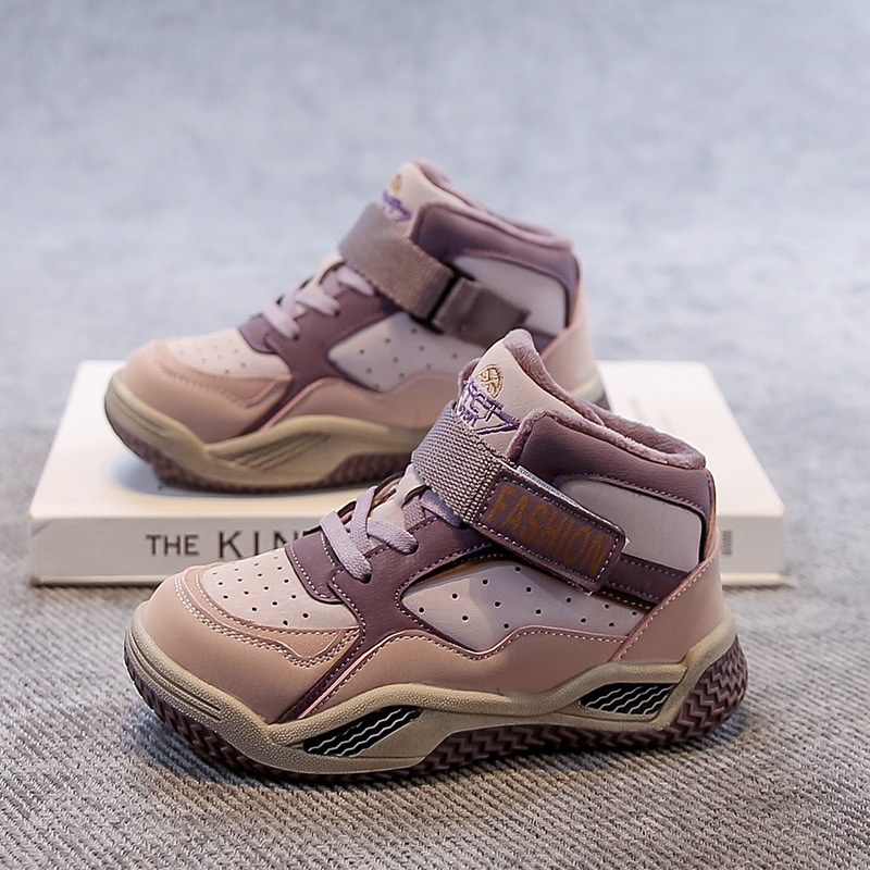 Téli sportcipő gyerekeknek 2025, Velcro zárás, mikroszálas bőr felsőrész, TPR talp, betűs minta, 7–16 éveseknek