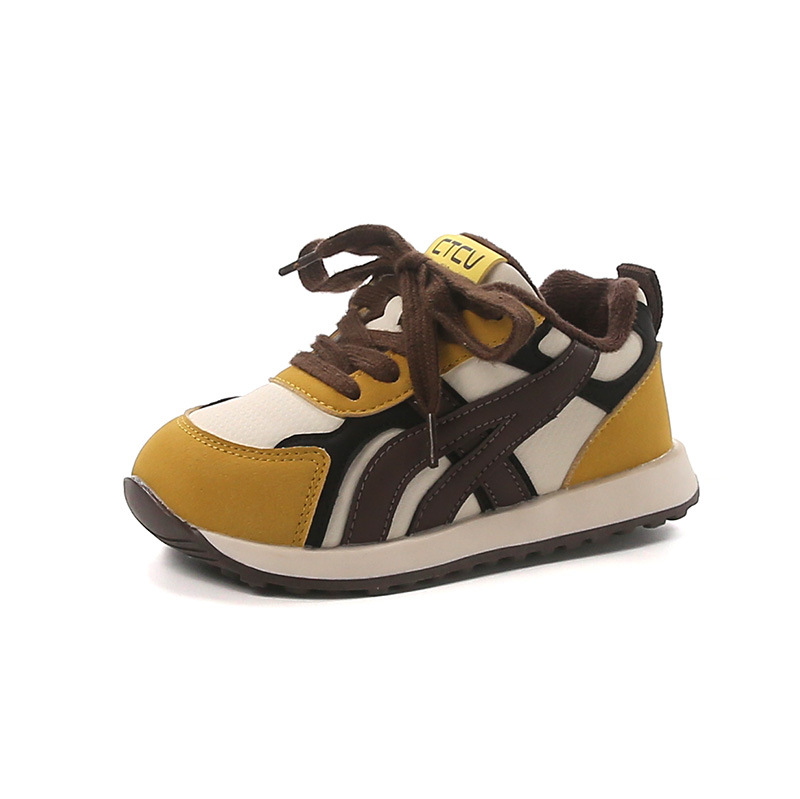 Uniszex gyerekeknek szóló edzőcipő, 4-12 éveseknek, felsőrész műbőr, TPR talp, vastagított kivitel, Velcro zárás, betű mintázat, 2025-ös tél