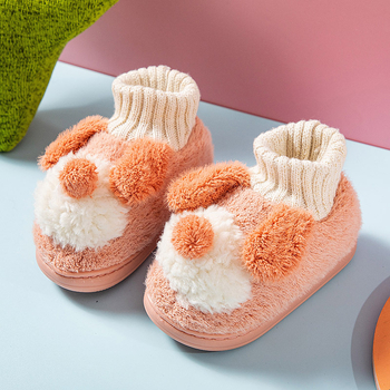 Gyerekek beltéri pamut papucs velúr felsővel, mesefigurás mintás, vastag téli kivitel, TPR talp, uniszex, 1–3 éveseknek