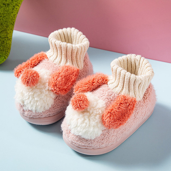 Gyerekek beltéri pamut papucs velúr felsővel, mesefigurás mintás, vastag téli kivitel, TPR talp, uniszex, 1–3 éveseknek