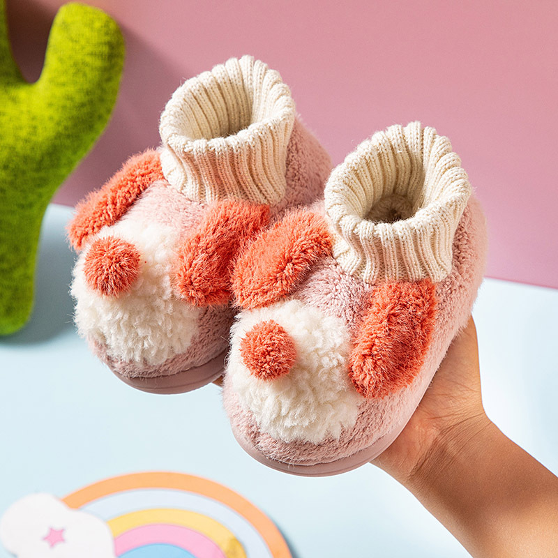 Gyerekek beltéri pamut papucs velúr felsővel, mesefigurás mintás, vastag téli kivitel, TPR talp, uniszex, 1–3 éveseknek