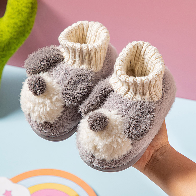 Gyerekek beltéri pamut papucs velúr felsővel, mesefigurás mintás, vastag téli kivitel, TPR talp, uniszex, 1–3 éveseknek