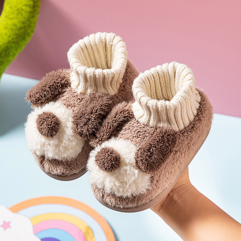 Gyerekek beltéri pamut papucs velúr felsővel, mesefigurás mintás, vastag téli kivitel, TPR talp, uniszex, 1–3 éveseknek