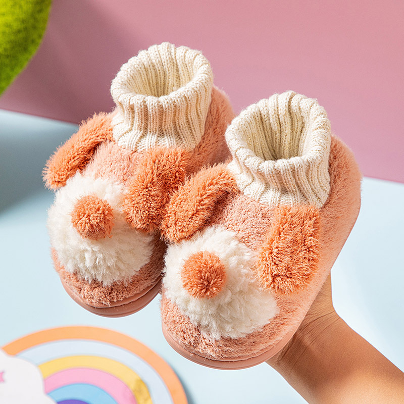 Gyerekek beltéri pamut papucs velúr felsővel, mesefigurás mintás, vastag téli kivitel, TPR talp, uniszex, 1–3 éveseknek