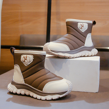 Uniszex gyerek boka csizma PU felsőrésszel, mindennapi téli bakancs 4–12 éveseknek