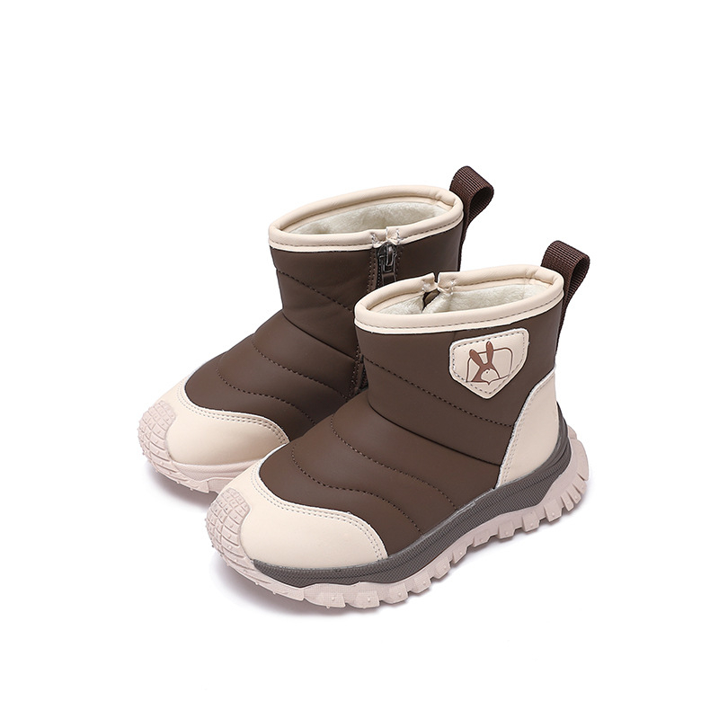 Uniszex gyerek boka csizma PU felsőrésszel, mindennapi téli bakancs 4–12 éveseknek