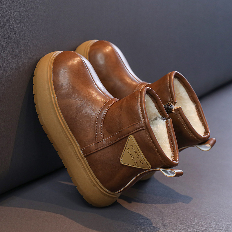 Dječje zimske čizme za snijeg u korejskom stilu, gornji dio od umjetne kože, gumeni đon, bočni zatvarač