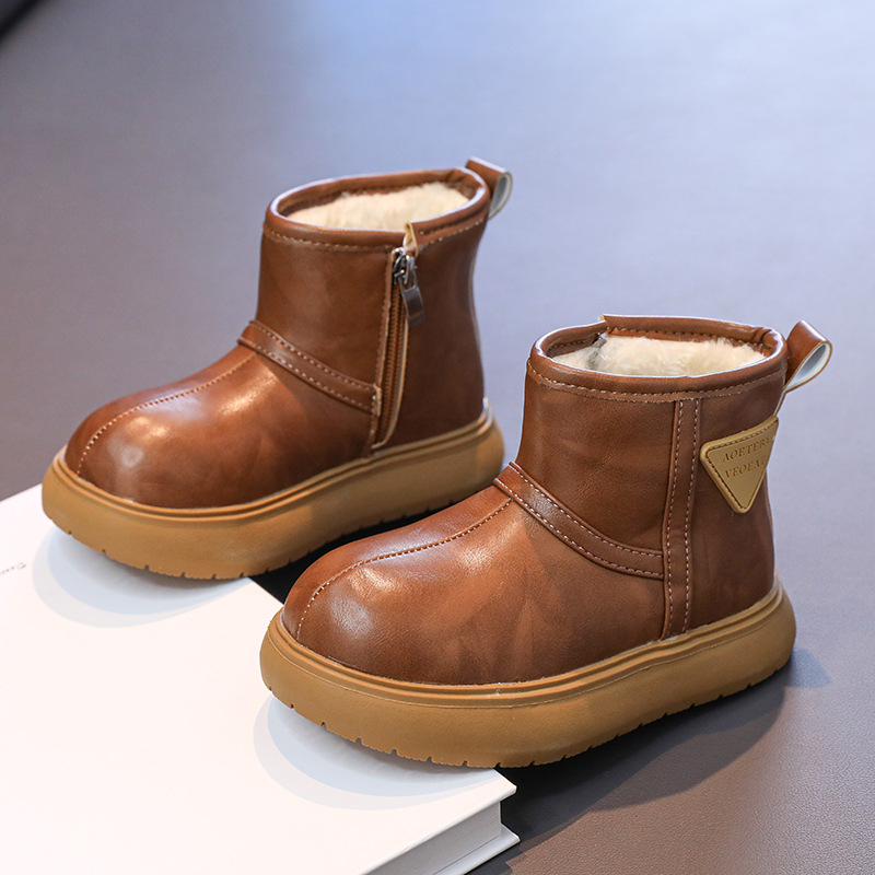 Dječje zimske čizme za snijeg u korejskom stilu, gornji dio od umjetne kože, gumeni đon, bočni zatvarač