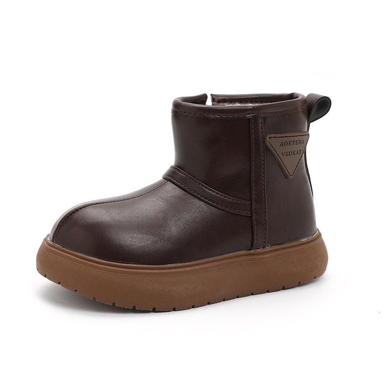 Dječje zimske čizme za snijeg u korejskom stilu, gornji dio od umjetne kože, gumeni đon, bočni zatvarač