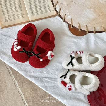 Dječje Mary Jane cipele s Velcro kopčom, flis na gornjem dijelu, protuklizni TPR potplat, zimski retro stil