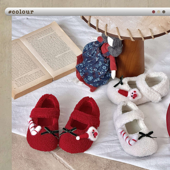 Dječje Mary Jane cipele s Velcro kopčom, flis na gornjem dijelu, protuklizni TPR potplat, zimski retro stil