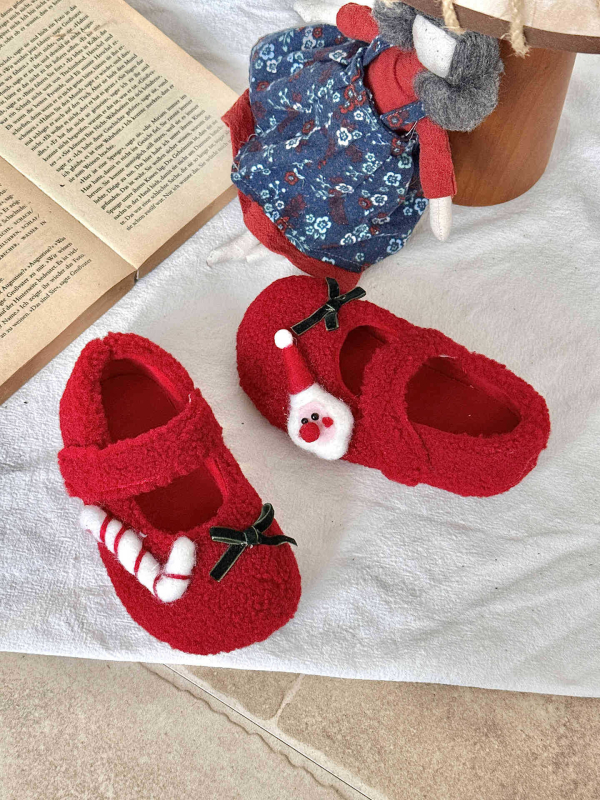 Dječje Mary Jane cipele s Velcro kopčom, flis na gornjem dijelu, protuklizni TPR potplat, zimski retro stil
