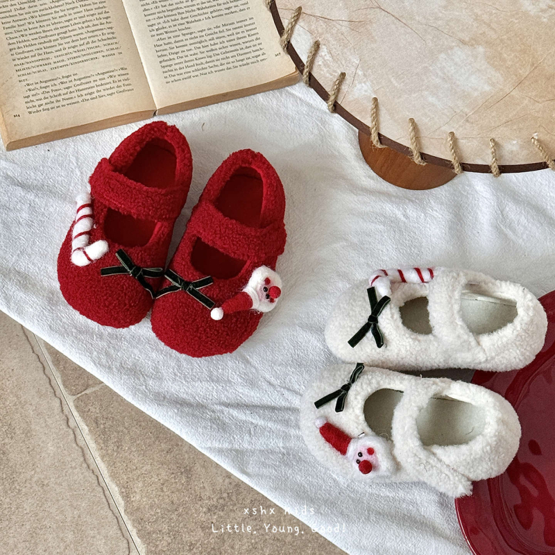 Dječje Mary Jane cipele s Velcro kopčom, flis na gornjem dijelu, protuklizni TPR potplat, zimski retro stil