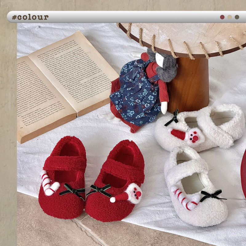 Dječje Mary Jane cipele s Velcro kopčom, flis na gornjem dijelu, protuklizni TPR potplat, zimski retro stil
