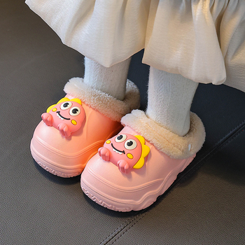 Papuci de iarnă pentru copii din EVA, cu model dinozaur desen animat, impermeabili și antiderapante, pentru copii de 4-16 ani