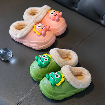 Papuci de iarnă pentru copii din EVA, cu model dinozaur desen animat, impermeabili și antiderapante, pentru copii de 4-16 ani