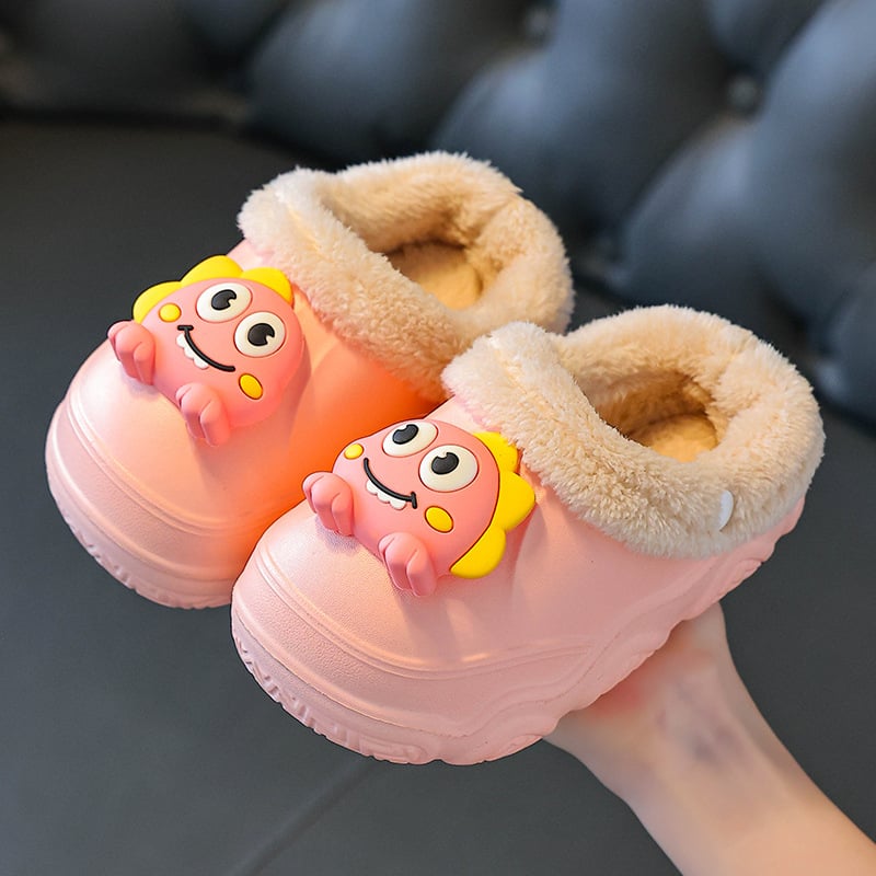 Papuci de iarnă pentru copii din EVA, cu model dinozaur desen animat, impermeabili și antiderapante, pentru copii de 4-16 ani
