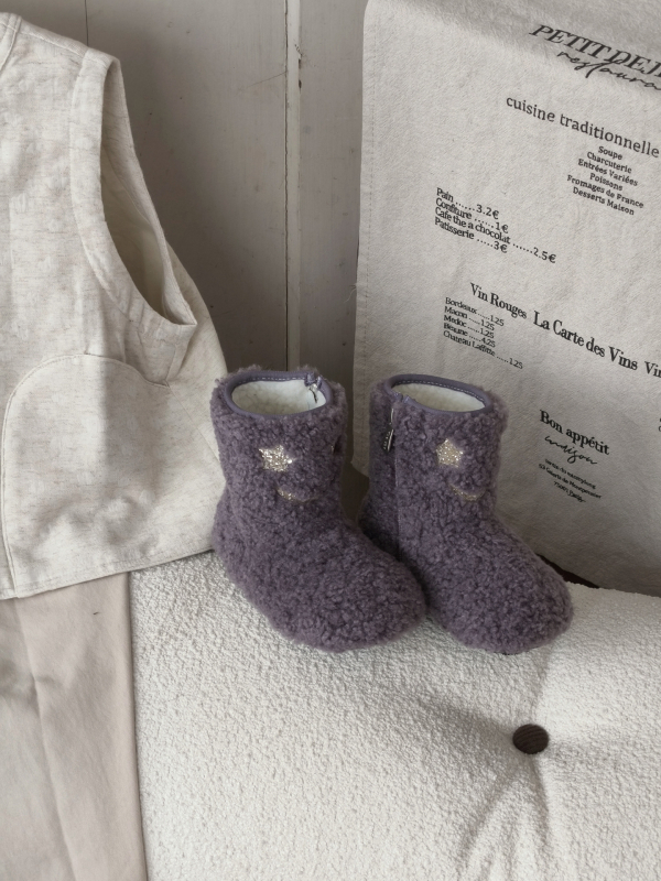 Dječje pahuljaste visoke čizme sa Velcro zatvaranjem, gornji dio od ovčje kože mikrovlakna, Casual Retro uzorak, zimska obuća