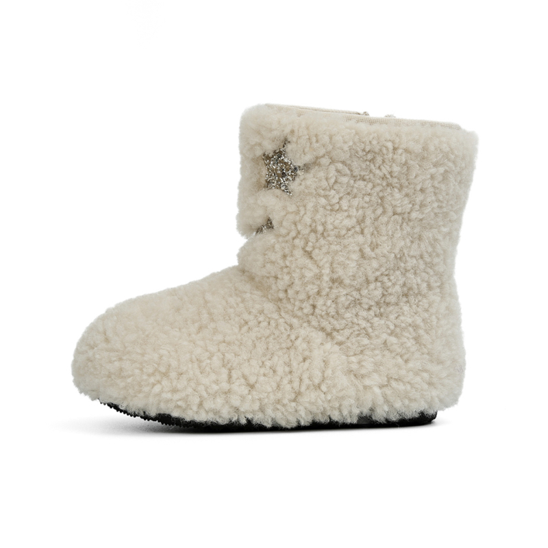 Dječje pahuljaste visoke čizme sa Velcro zatvaranjem, gornji dio od ovčje kože mikrovlakna, Casual Retro uzorak, zimska obuća