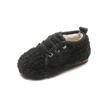 Gyerekeknek készült fleece cipő, koreai stílusú, meleg vastag bélésű, gumírozott talppal, slip-on téli modell (1–12 év)