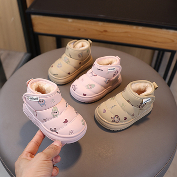 Zimske cipelice za bebe s fleece podstavom, tople kratke snježne čizmice za djecu 1–2 godine, mekana potplata, zatvarač Velcro