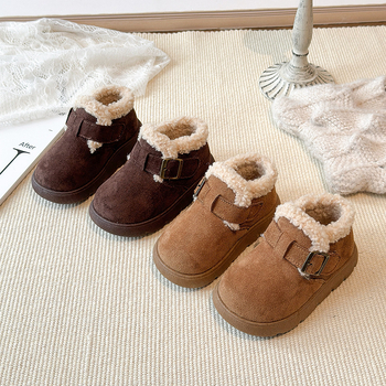 Lányoknak készült fleece-beléssel ellátott bokacipő, téli modell 2025, szintetikus bőr felsőrész, gumi talp, 1–6 éveseknek