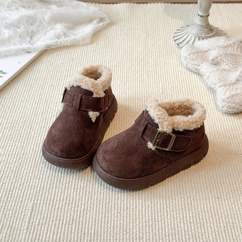 Lányoknak készült fleece-beléssel ellátott bokacipő, téli modell 2025, szintetikus bőr felsőrész, gumi talp, 1–6 éveseknek