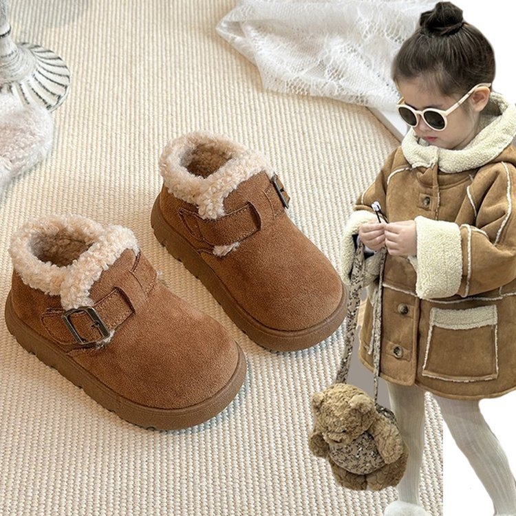 Lányoknak készült fleece-beléssel ellátott bokacipő, téli modell 2025, szintetikus bőr felsőrész, gumi talp, 1–6 éveseknek