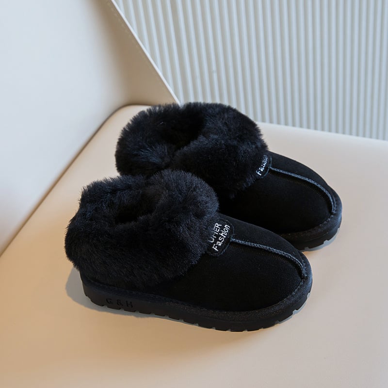 Gyerekek téli hócipői fleece béléssel, velúr felső és talp, koreai stílusú minimalista dizájn, 7–16 éveseknek