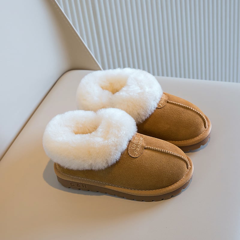 Gyerekek téli hócipői fleece béléssel, velúr felső és talp, koreai stílusú minimalista dizájn, 7–16 éveseknek