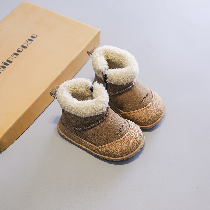 Koreai stílusú uniszex gyerek téli csizma, 1–3 éveseknek, oldalsó cipzár, PVC talp, egyszínű