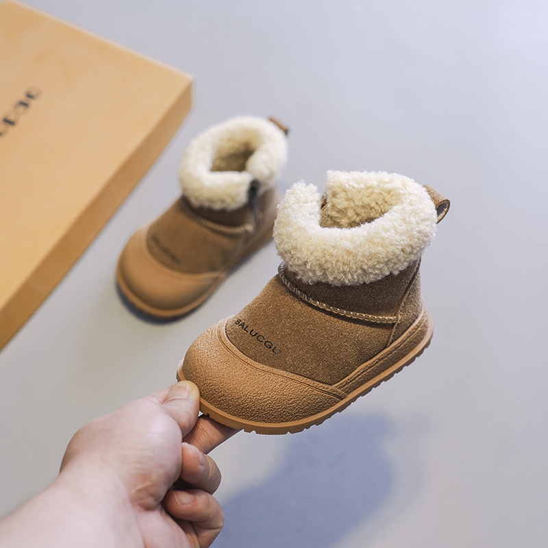 Koreai stílusú uniszex gyerek téli csizma, 1–3 éveseknek, oldalsó cipzár, PVC talp, egyszínű