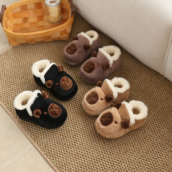 Capibara plüss téli gyerekcipő 1–3 éveseknek, cartoon mintával, csúszásmentes TPR talp, elasztikus pánt