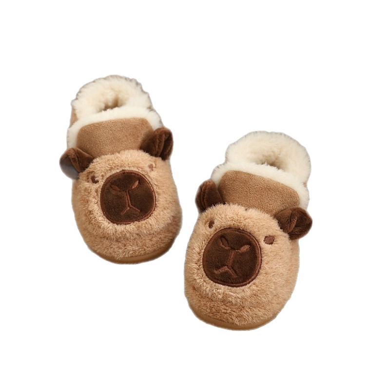 Capibara plüss téli gyerekcipő 1–3 éveseknek, cartoon mintával, csúszásmentes TPR talp, elasztikus pánt