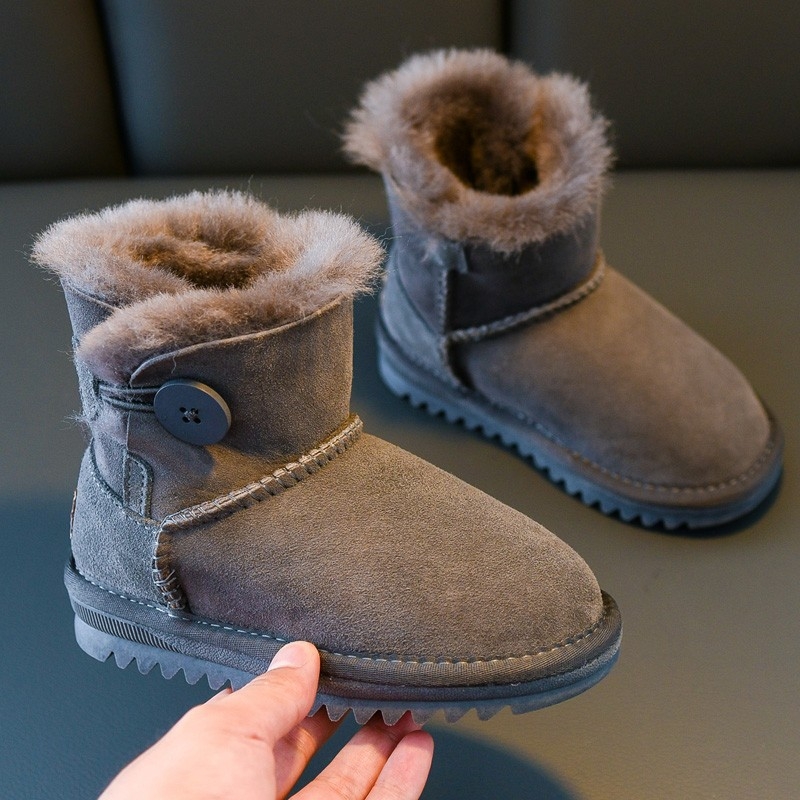 Dječje zimske čizme za snijeg s ovčjom kožom, slip-on, unisex