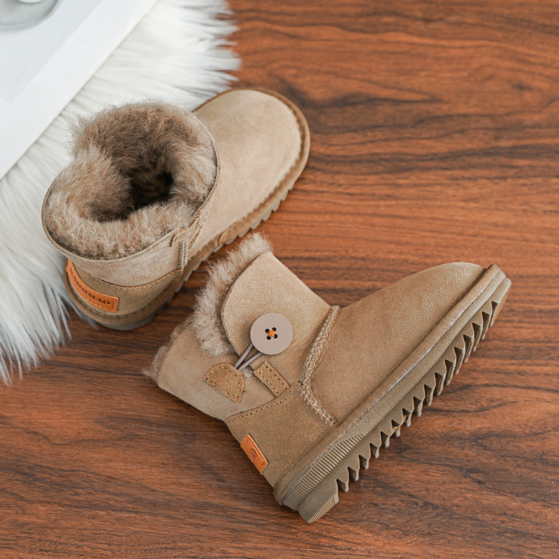 Dječje zimske čizme za snijeg s ovčjom kožom, slip-on, unisex