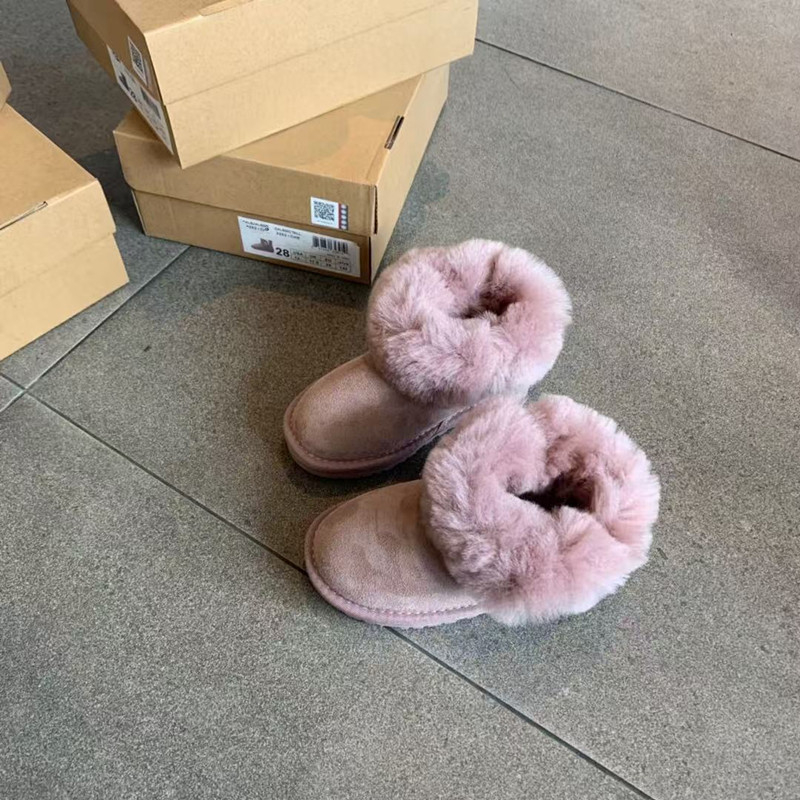 Unisex detské členkové čižmy s kožušinovou vrchnou časťou, casual štýl, zapínanie na gombík, teplé podšitie, vek 4–16 rokov