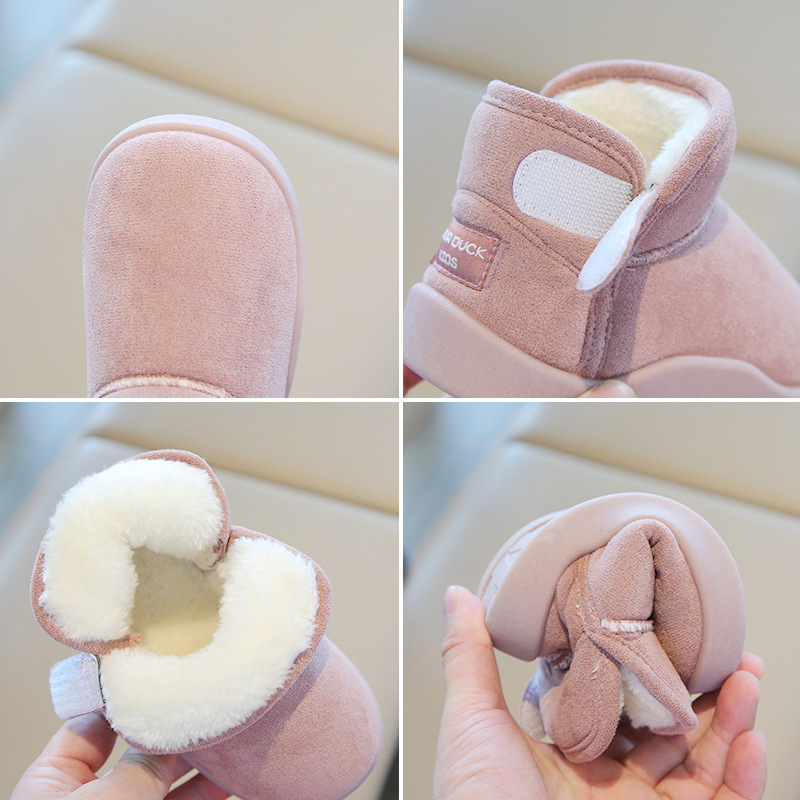 Vaikų žieminiai batai berniukams ir mergaitėms, viršus iš itin minkšto velūro, fleece viduje, neslidus PVC padas, storesnė konstrukcija, kasdienis stilius, amžius 1–12 metų